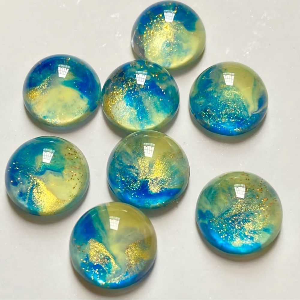 LIU LI Glass Cabochon Flatback 12mm: The Capri Blue (20pcs)